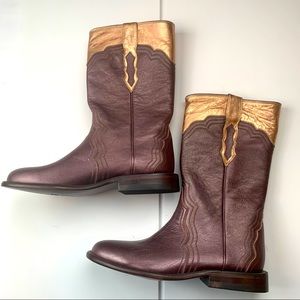 Lucchese Metallic Bronze Rose Gold Boots Size 6B